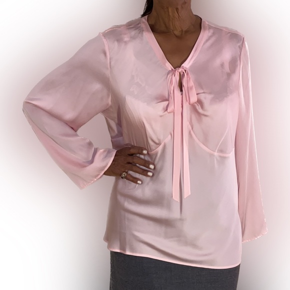 Alfani Tops - Alfani Pink Silk Bow Blouse Size 20W